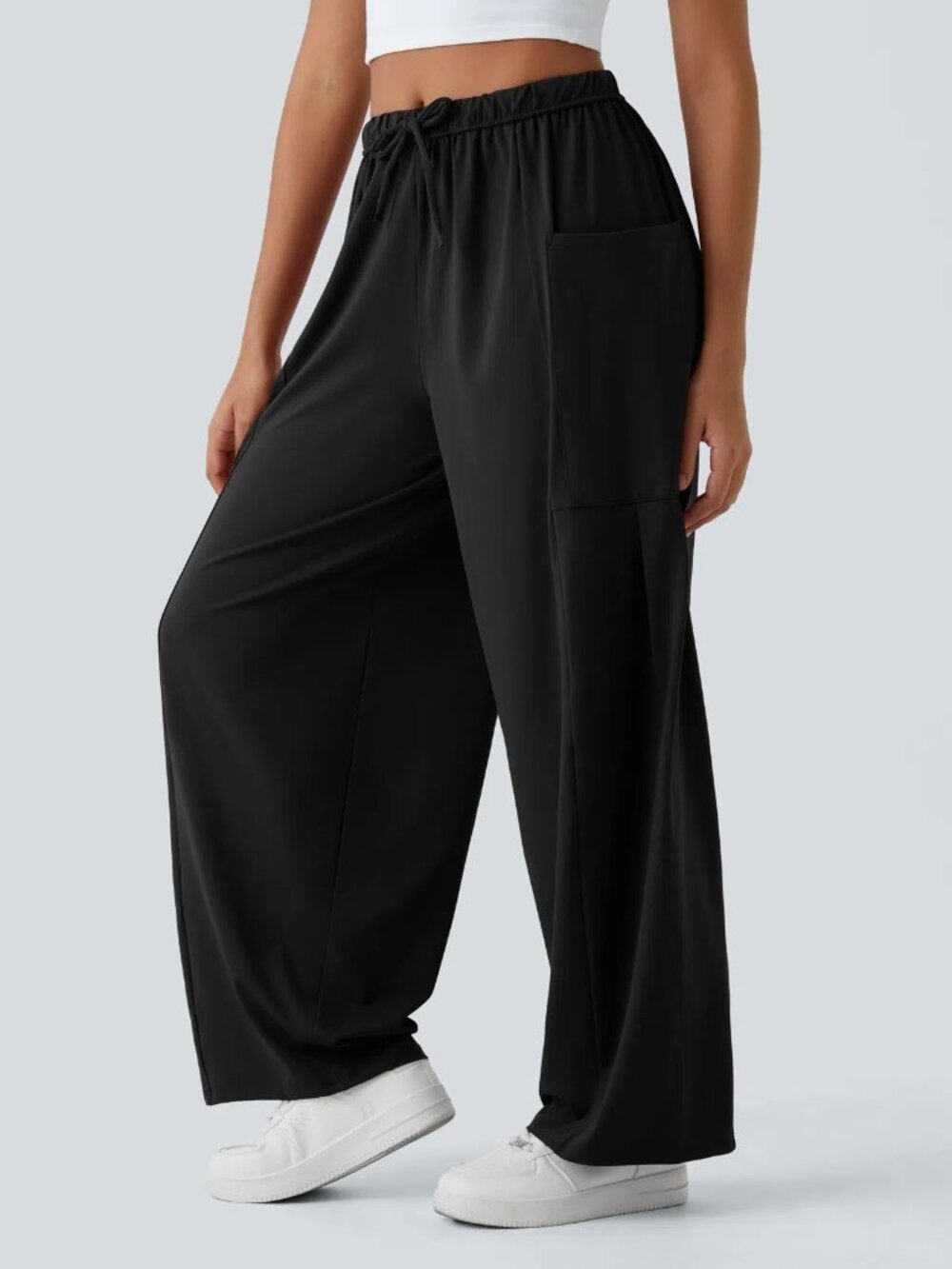 Halara LG TALL Mid Rise Drawstring Pocket Palazzo Flowy Wide Leg Baggy 50% off